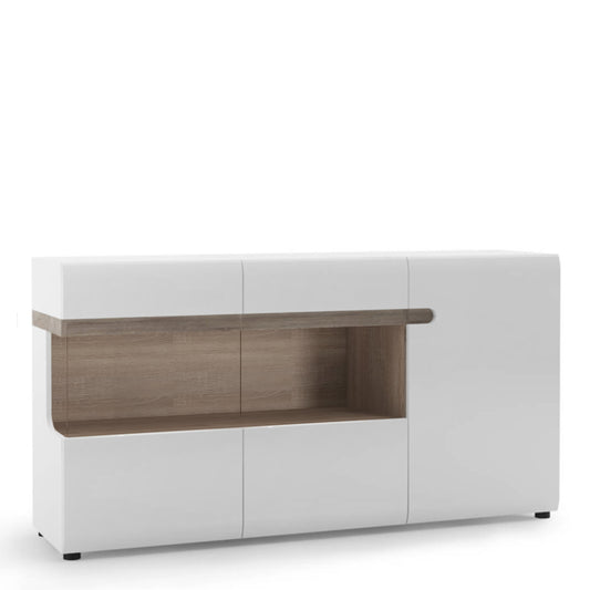 Cote | Furniture Chelsea Sideboard 3 Door Glazed -  White & Oak Trim Chelsea, Sideboards 4024244P