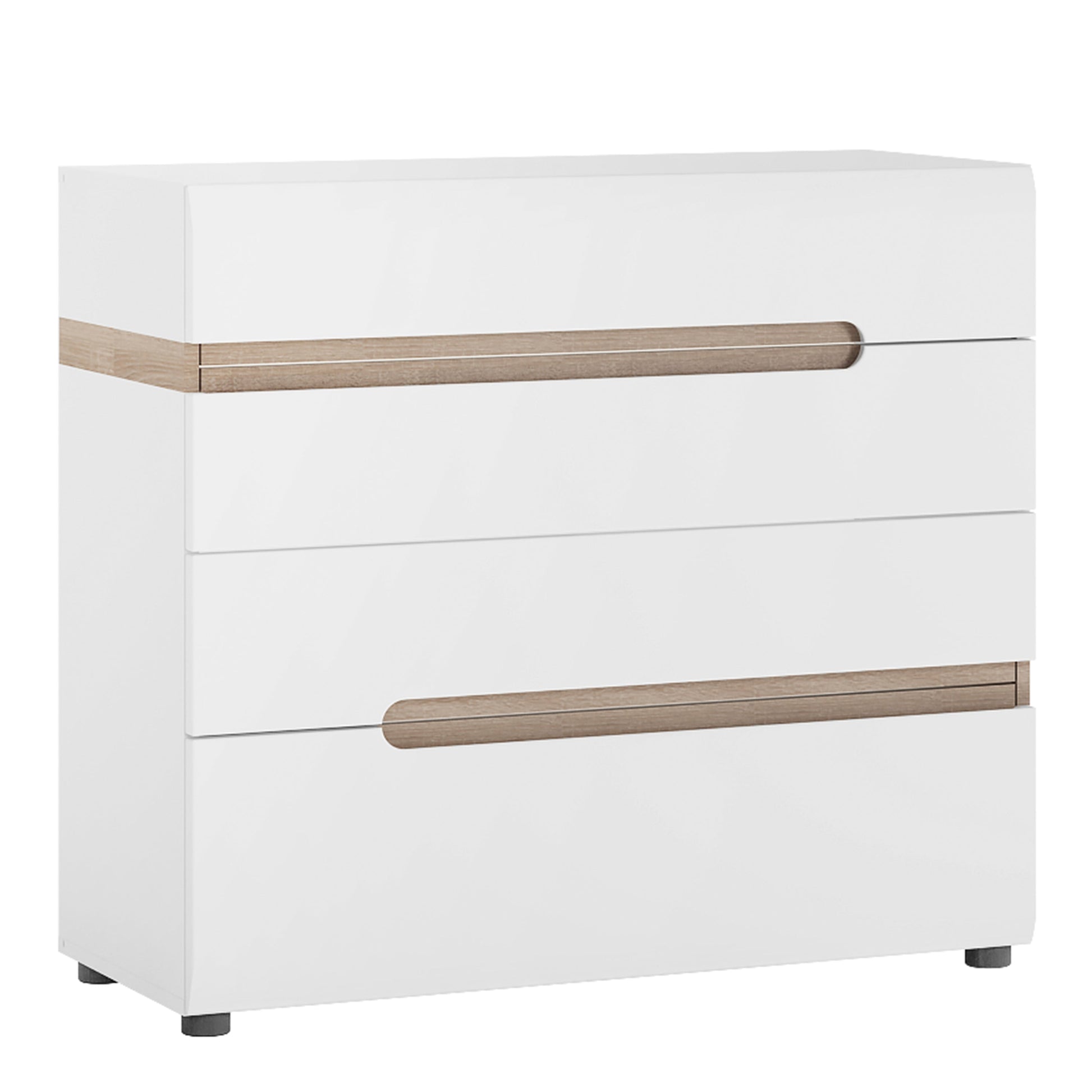 Cote | Furniture Chelsea Chest of Drawers, 4 Drawers - White & Oak Trim Chelsea, Chest of Drawers 4024444