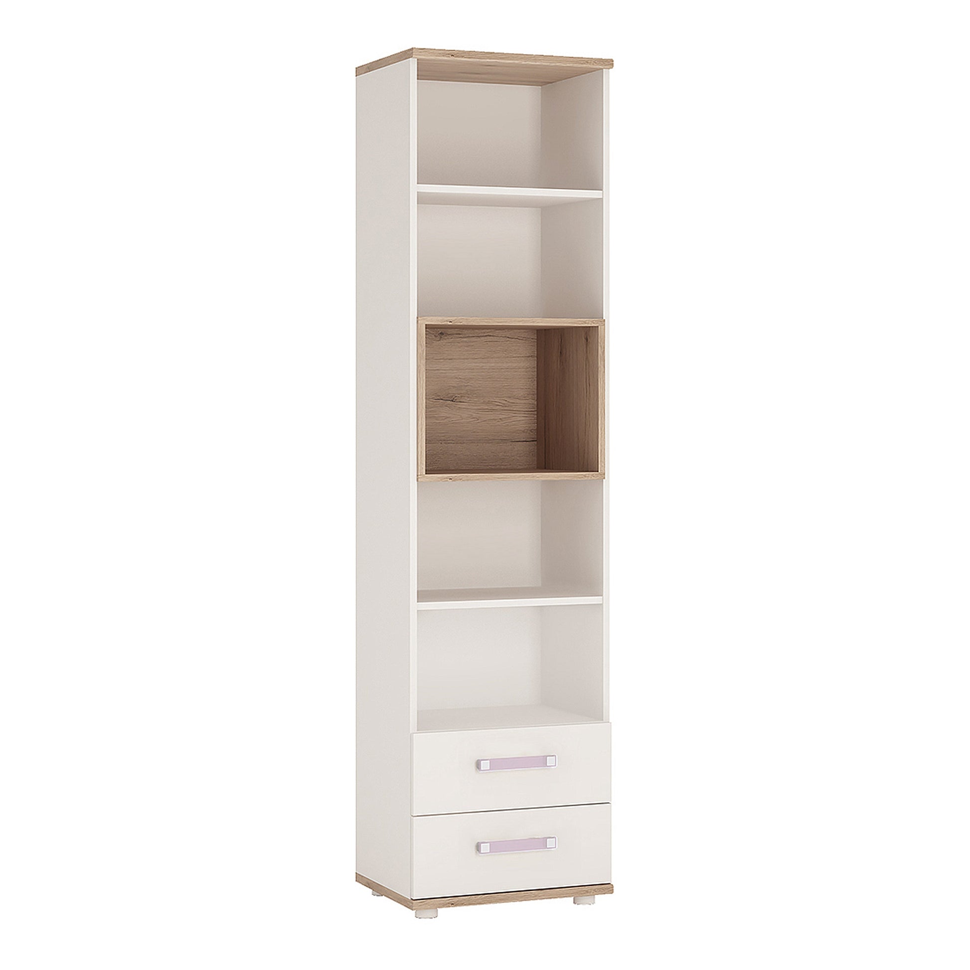 Cote | Furniture 4Kids Bookcase Tall, 2 Drawer - White (Lilac Handles) 4Kids, Children's Furniture 4051140