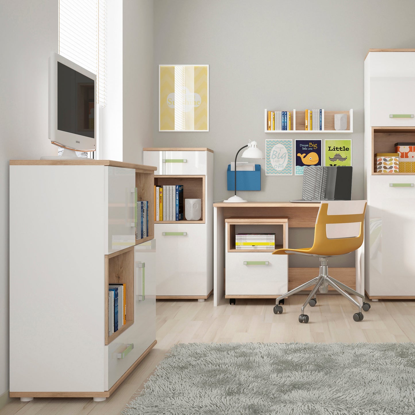 Cote | Furniture 4Kids Cabinet - White (Lemon Handles) 4Kids, Children's Furniture 4053341