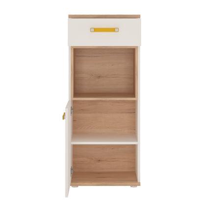 Cote | Furniture 4Kids Cabinet Tall, 1 Drawer - White (Orange Handles) 4Kids, Children's Furniture 4053344P