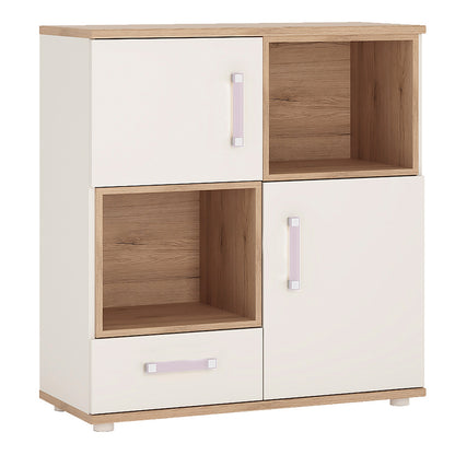 Cote | Furniture 4Kids Cupboard with 2 Open Shelves - White (Lilac Handles) 4Kids, Children's Furniture 4053640