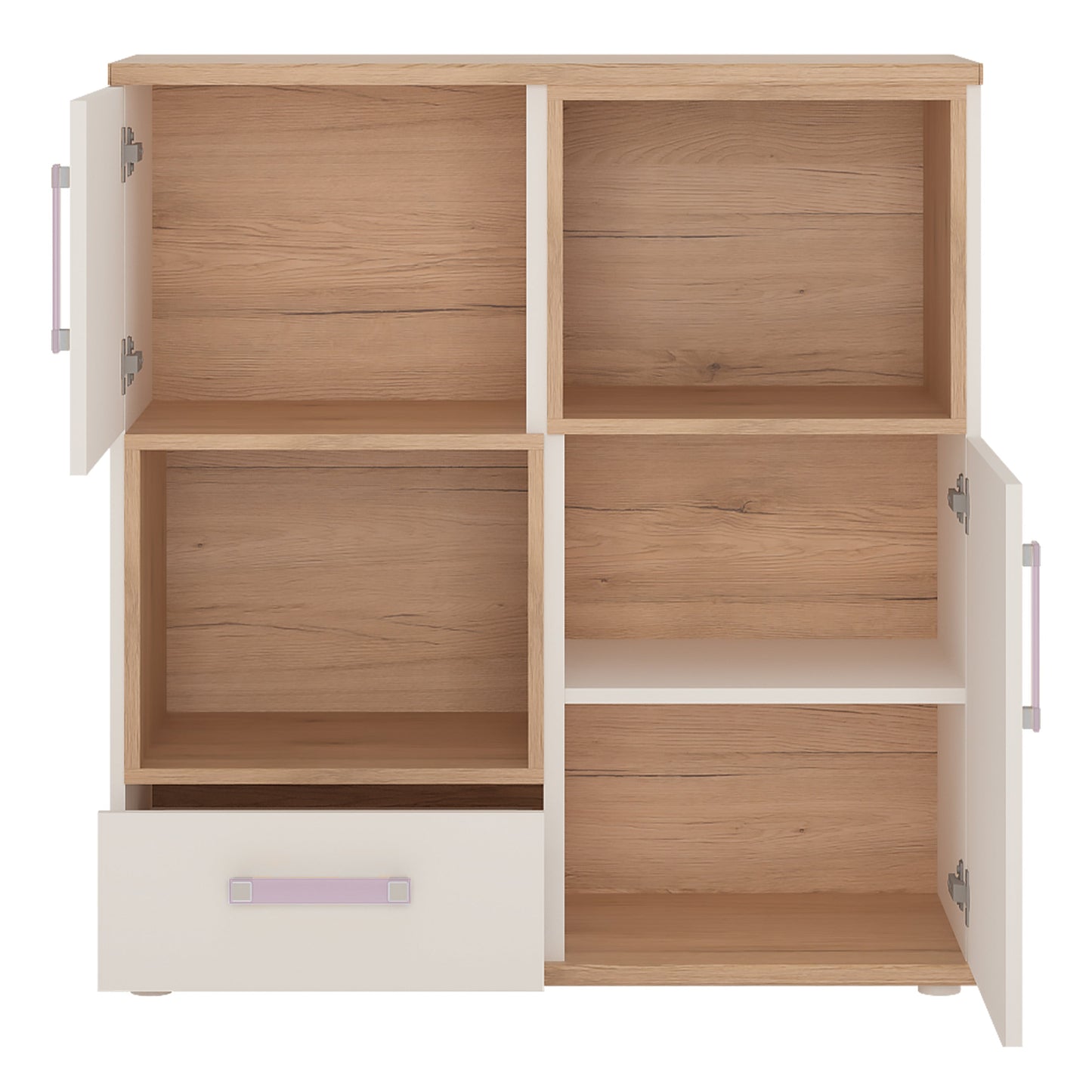 Cote | Furniture 4Kids Cupboard with 2 Open Shelves - White (Lilac Handles) 4Kids, Children's Furniture 4053640