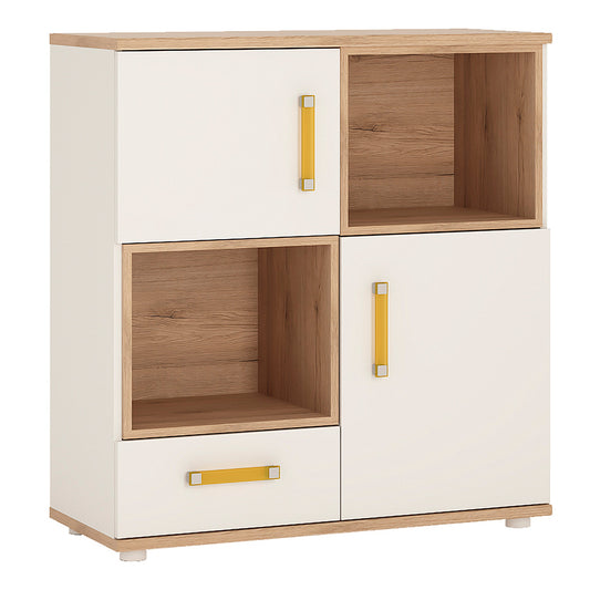 Cote | Furniture 4Kids Cupboard with 2 Open Shelves - White (Orange Handles) 4Kids, Children's Furniture 4053644P