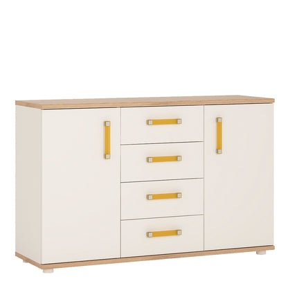 Cote | Furniture 4Kids Sideboard 2 Door 4 Drawers - White (Orange Handles) 4Kids, Children's Furniture 4054144P