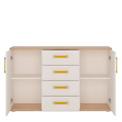 Cote | Furniture 4Kids Sideboard 2 Door 4 Drawers - White (Orange Handles) 4Kids, Children's Furniture 4054144P