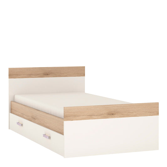 Cote | Furniture 4Kids Single Bed with Under Drawer - White (Lilac Handles) 4Kids, Children's Furniture 4059040