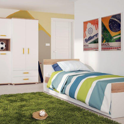 Cote | Furniture 4KIDS Single Bed with Under Drawer with Orange Handles 4Kids, Children's Furniture 4059044P