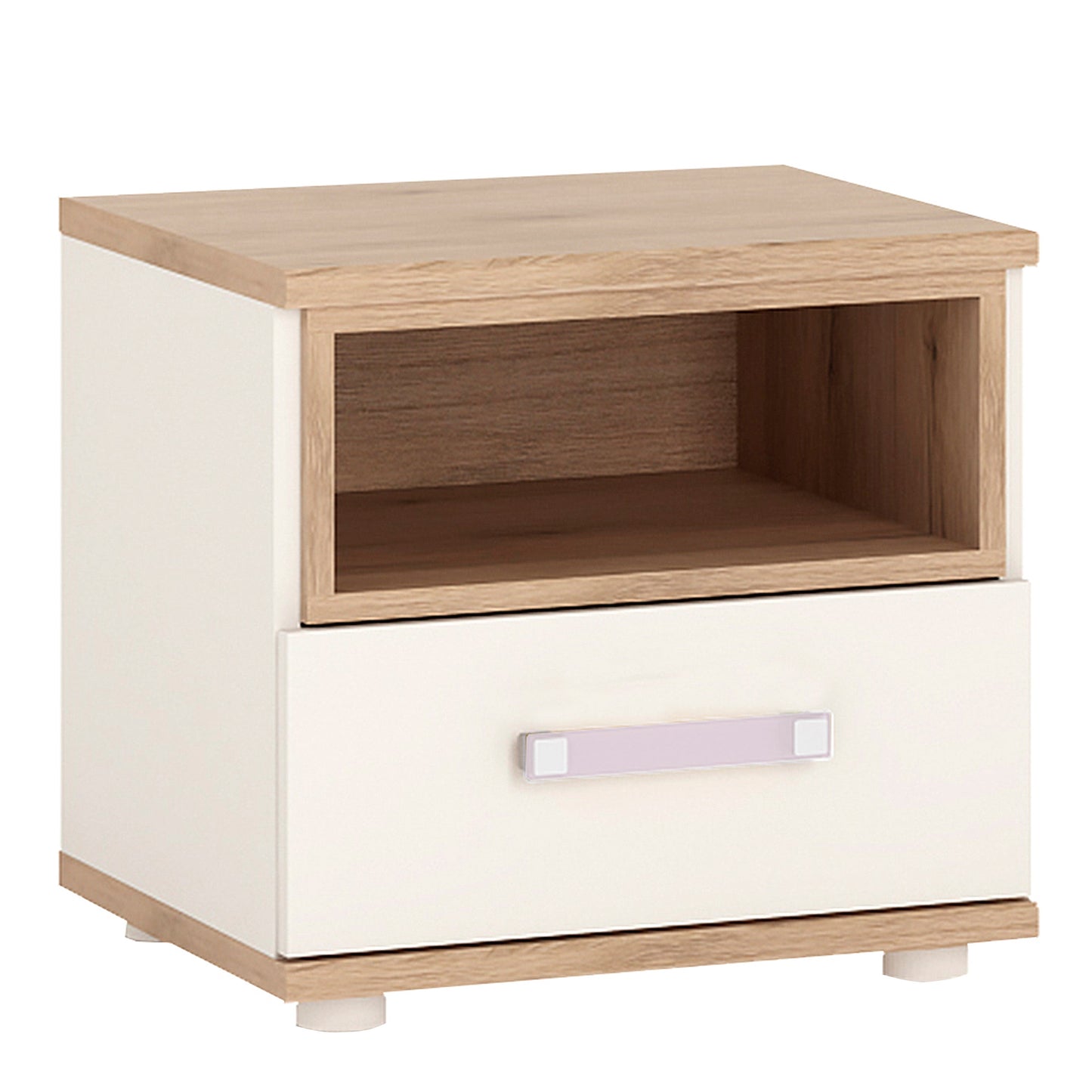 Cote | Furniture 4Kids Bedside Table - White (Lilac Handles) 4Kids, Children's Furniture 4059540