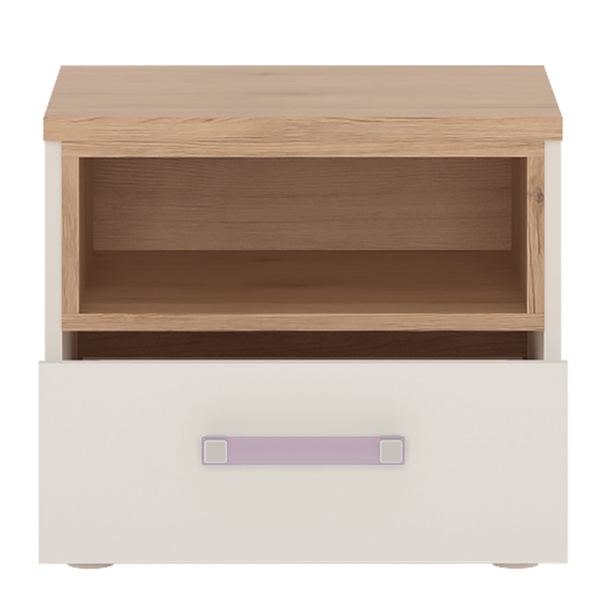 Cote | Furniture 4Kids Bedside Table - White (Lilac Handles) 4Kids, Children's Furniture 4059540