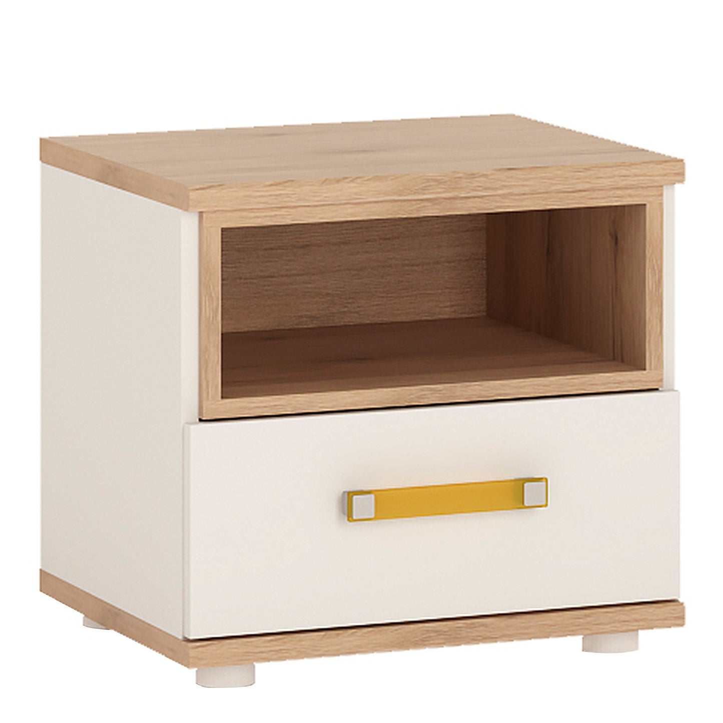 Cote | Furniture 4Kids Compact Bedside Table - White (Orange Handles) 4Kids, Children's Furniture 4059544P