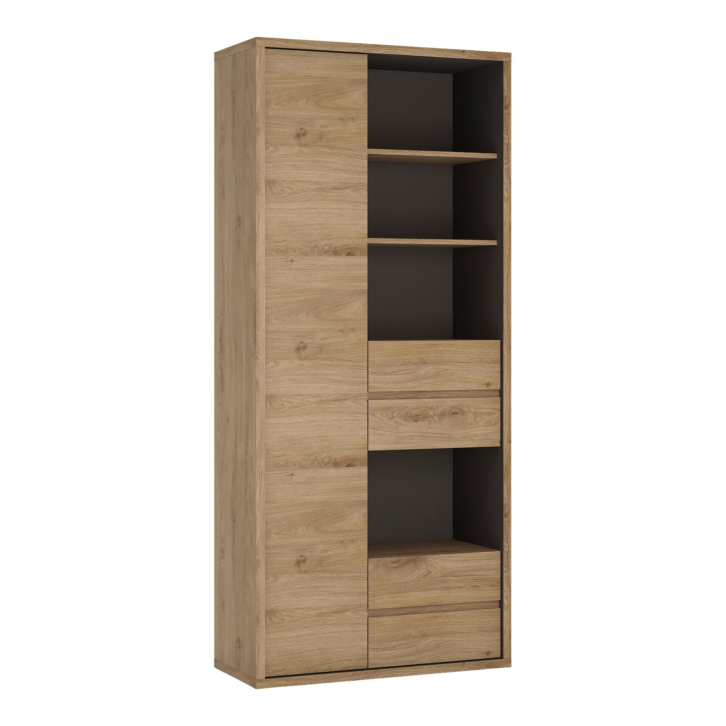 Cote | Furniture Shetland Bookcase, Tall Wide 1 Door + 4 Drawers - Oak Shetland, Bookcases 4191261