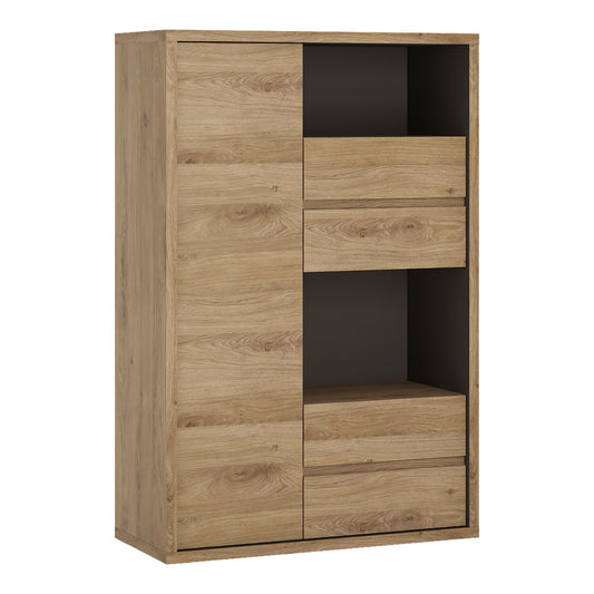 Cote | Furniture Shetland Display Cabinet, 1 Door + 4 Drawer - Oak Shetland, Display Cabinets 4193161