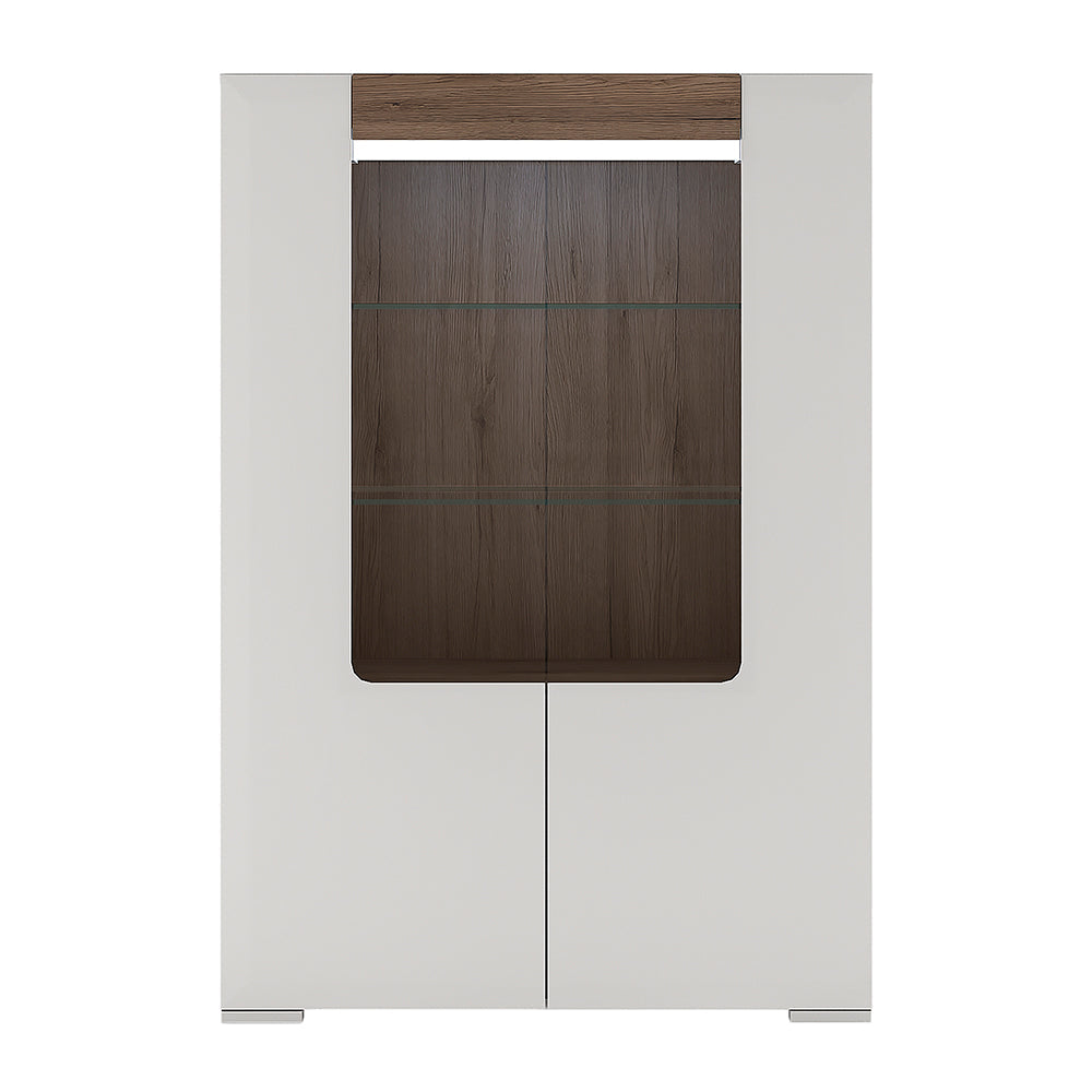 Cote | Furniture Toronto Display Cabinet, Low Glazed 2 Door with Internal Shelves (inc. Plexi Lighting) - White & Oak Toronto, Display Cabinets 4200144