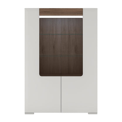 Cote | Furniture Toronto Display Cabinet, Low Glazed 2 Door with Internal Shelves (inc. Plexi Lighting) - White & Oak Toronto, Display Cabinets 4200144