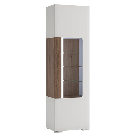 Cote | Furniture Toronto Display Cabinet, Tall Glazed with Internal Shelves (inc. Plexi Lighting) - White & Oak  Toronto, Display Cabinets 4200244