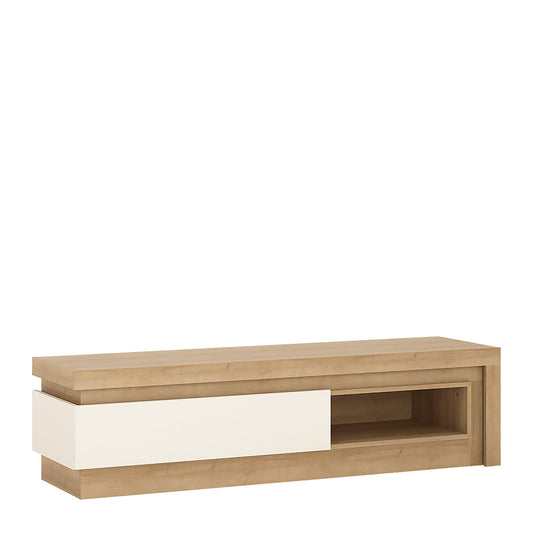 Cote | Furniture Lyon TV Unit, 1 Drawer with Open Shelf  - Oak & White Lyon, TV Stands 4260265