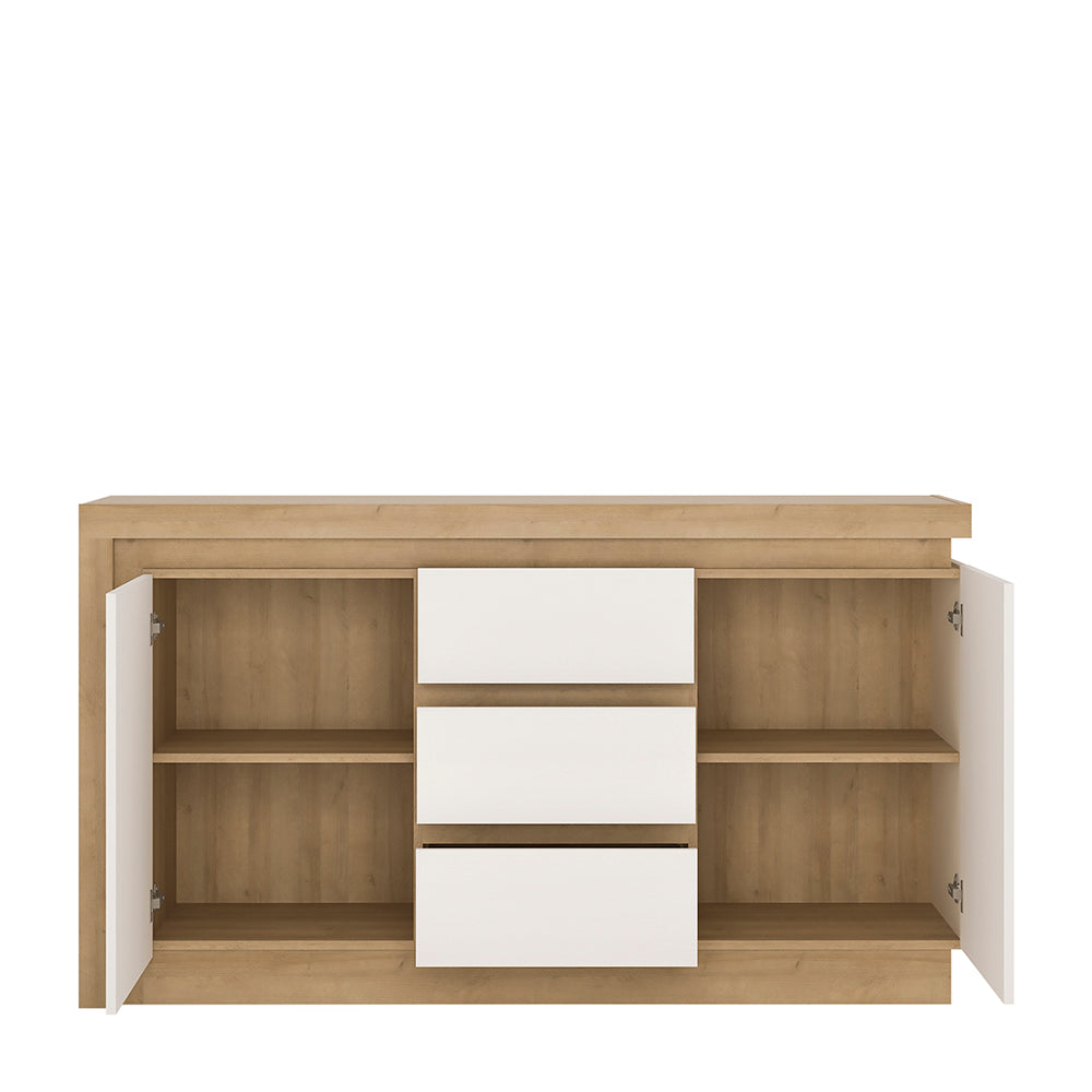 Cote | Furniture Lyon Sideboard, 2 Door + 3 Drawer - Oak & White Lyon, Sideboards 4260365