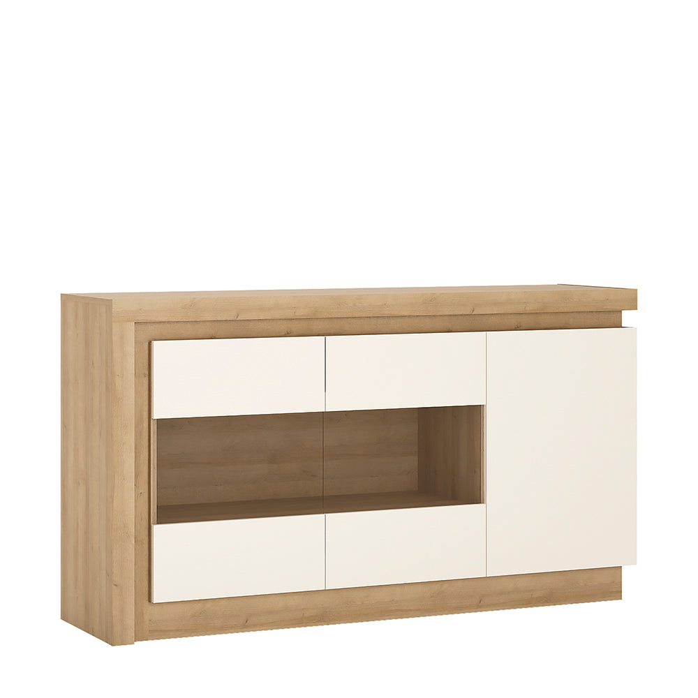 Cote | Furniture Lyon Sideboard, 3 Door Glazed - Oak & White Lyon, Sideboards 4260465