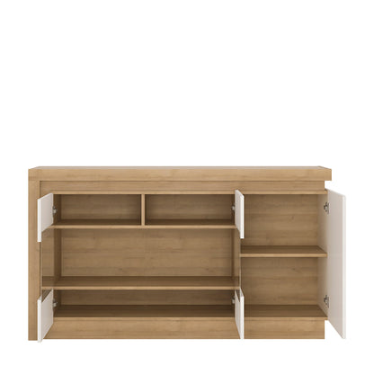 Cote | Furniture LyonSideboard, 3 Door Glazed - Oak & White Lyon, Sideboards 4260465