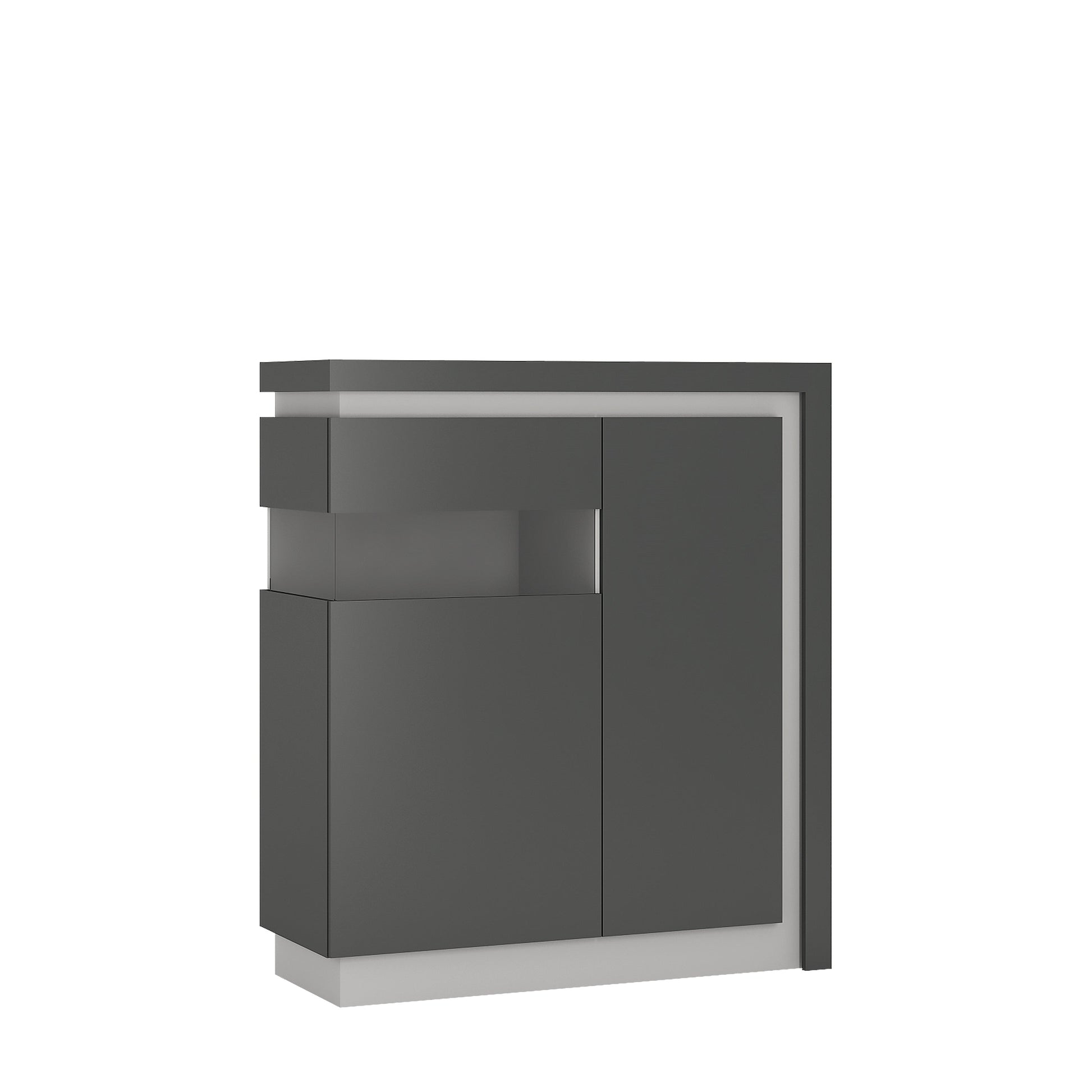 Cote | Furniture Lyon Cabinet, 2 Door (LH) - Platinum & Light Grey Lyon, Display Cabinets 4261666