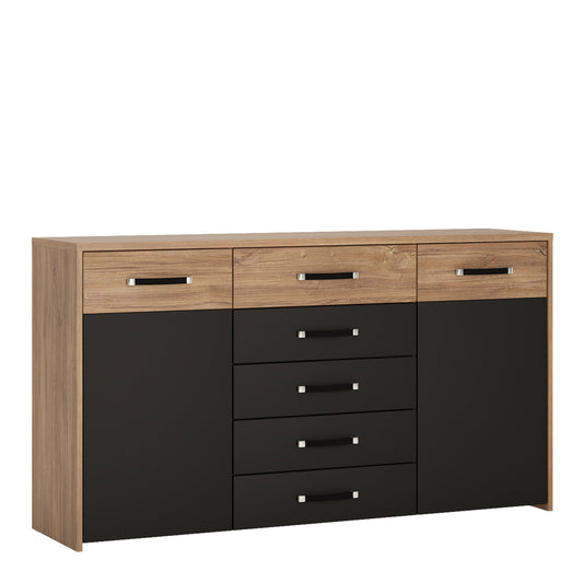 Cote | Furniture Monaco Cupboard, 2 Door 5 Drawer (Wide) - Oak & Black Monaco, Cupboards 4304167