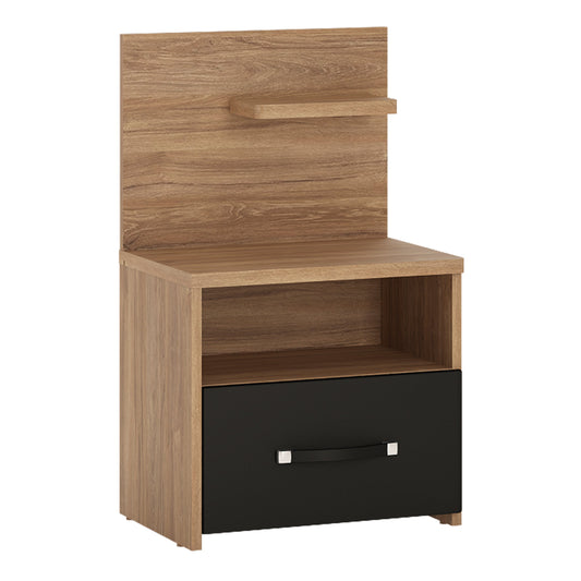 Cote | Furniture Monaco Bedside Table, 1 Drawer with Open Shelf (RH) - Oak & Black Monaco, Bedside Tables 4309767