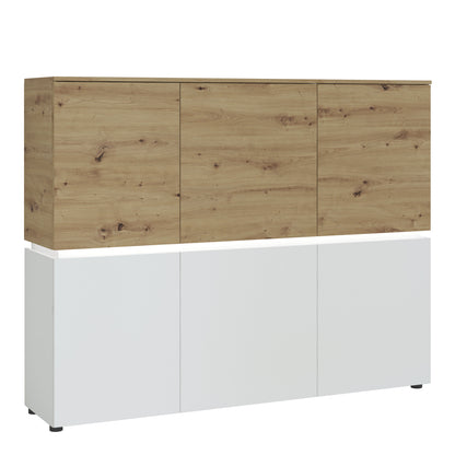 Cote | Furniture Luci Cabinet, 6 Door (Inc LED Lighting) - White & Oak Luci Bright, Display Cabinets 4380570