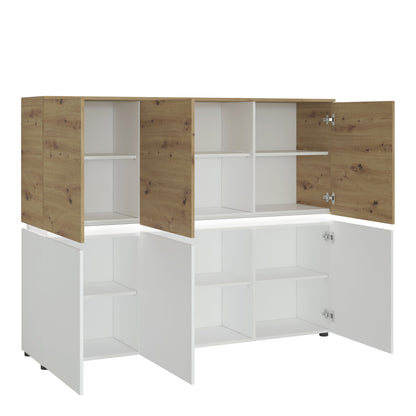 Cote | Furniture Luci Cabinet, 6 Door (Inc LED Lighting) - White & Oak Luci Bright, Display Cabinets 4380570