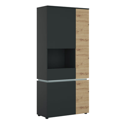 Cote | Furniture Luci Display Cabinet Tall (LH) 4 Door (Inc LED Lighting) - Platinum & Oak Luci Dark, Display Cabinets 4390271