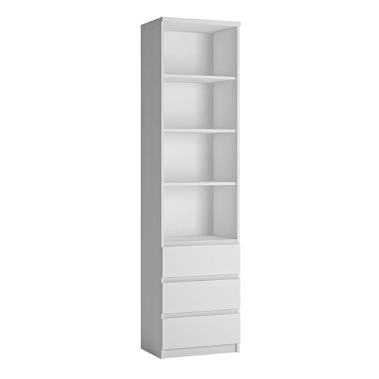 Cote | Furniture Fribo Bookcase, Tall 3 Drawer - White Fribo White, Bookcases 4400201