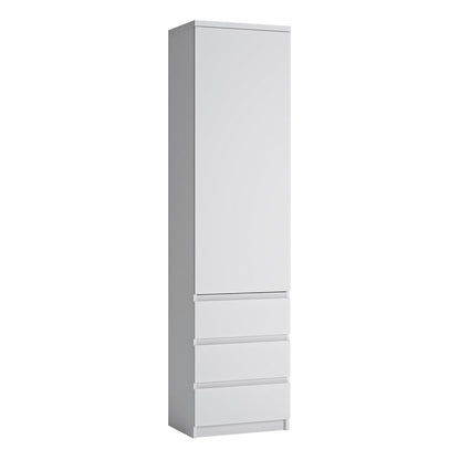 Cote | Furniture Fribo Cupboard, Tall 1 Door + 3 Drawer - White Fribo White, Cupboards 4400301