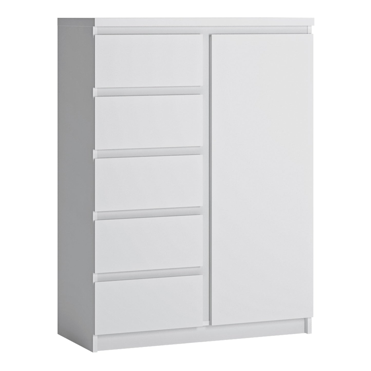 Cote | Furniture Fribo Cabinet, 1 Door + 5 Drawer - White Fribo White, Chest of Drawers 4400501