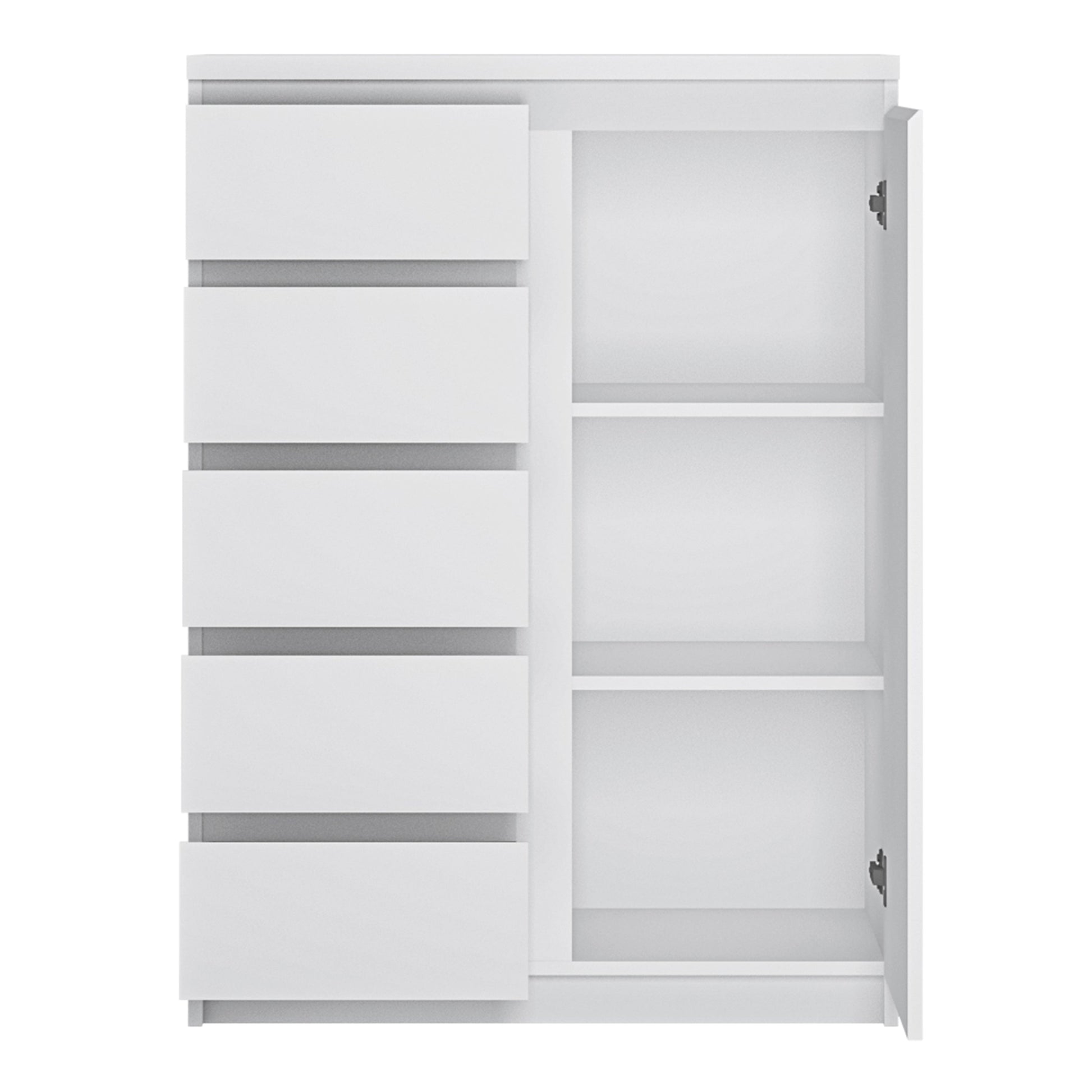 Cote | Furniture Fribo Cabinet, 1 Door + 5 Drawer - White Fribo White, Chest of Drawers 4400501