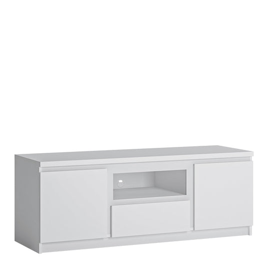 Cote | Furniture Fribo TV Unit, 2 Door + 1 Drawer (136cm) Wide - White Fribo White, TV Stands 4401001