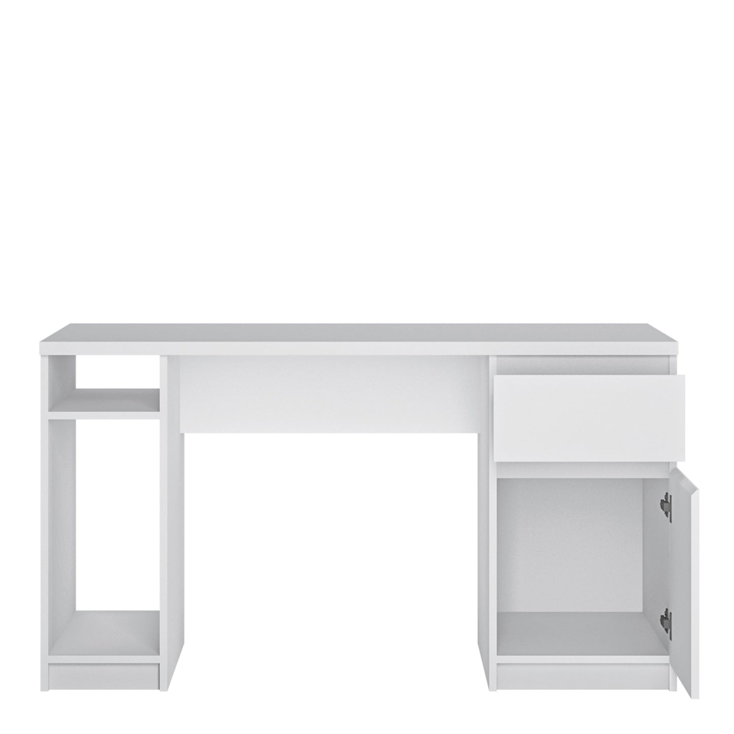 Cote | Furniture Fribo Desk Twin Pedestal, 1 Door + 1 Drawer - White Fribo White, Dressing Tables & Desks 4401601