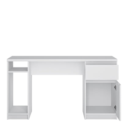 Cote | Furniture Fribo Desk Twin Pedestal, 1 Door + 1 Drawer - White Fribo White, Dressing Tables & Desks 4401601