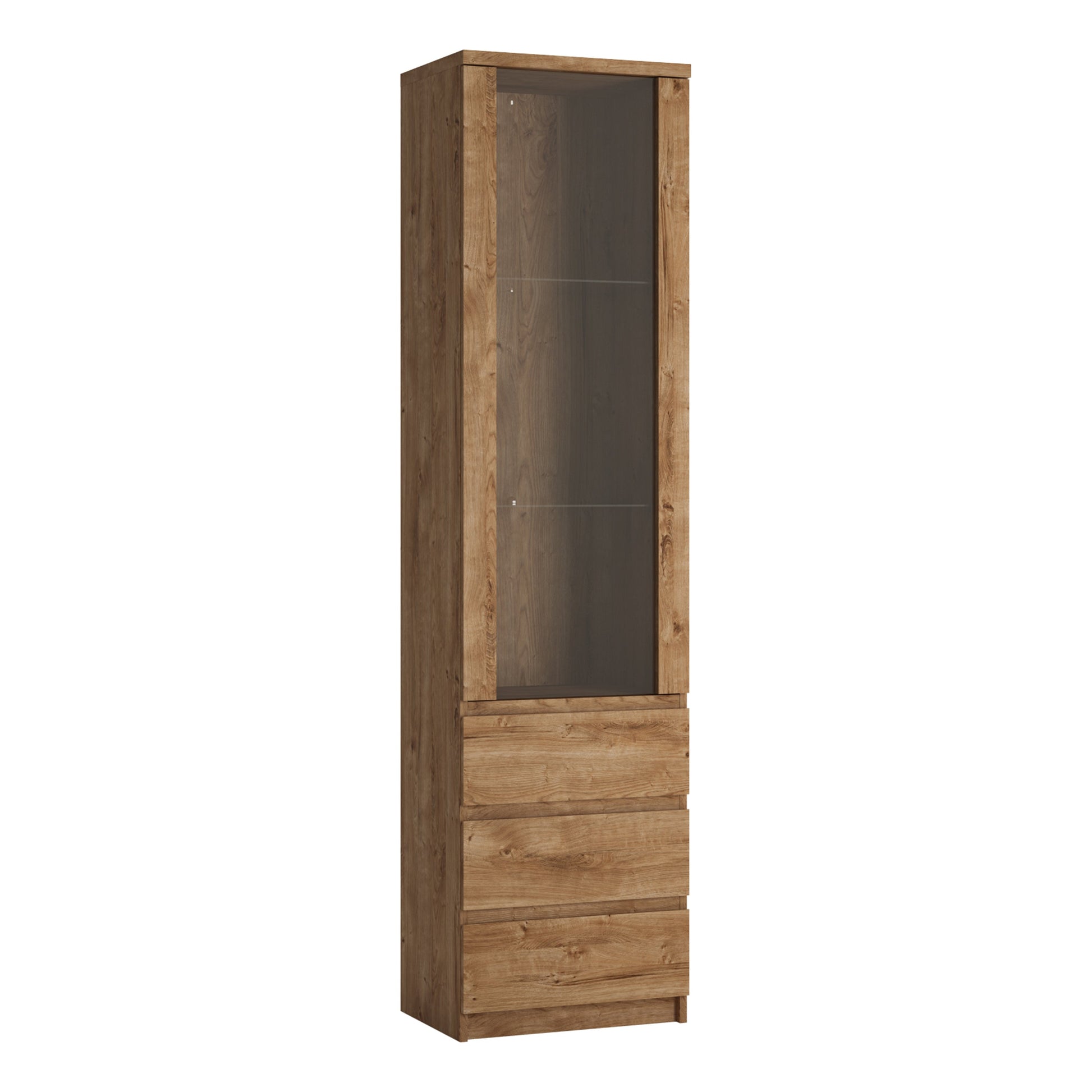 Cote | Furniture Fribo Display Cabinet, Tall Glazed 1 Door + 3 Drawer - Oak Fribo Oak, Display Cabinets 4410173