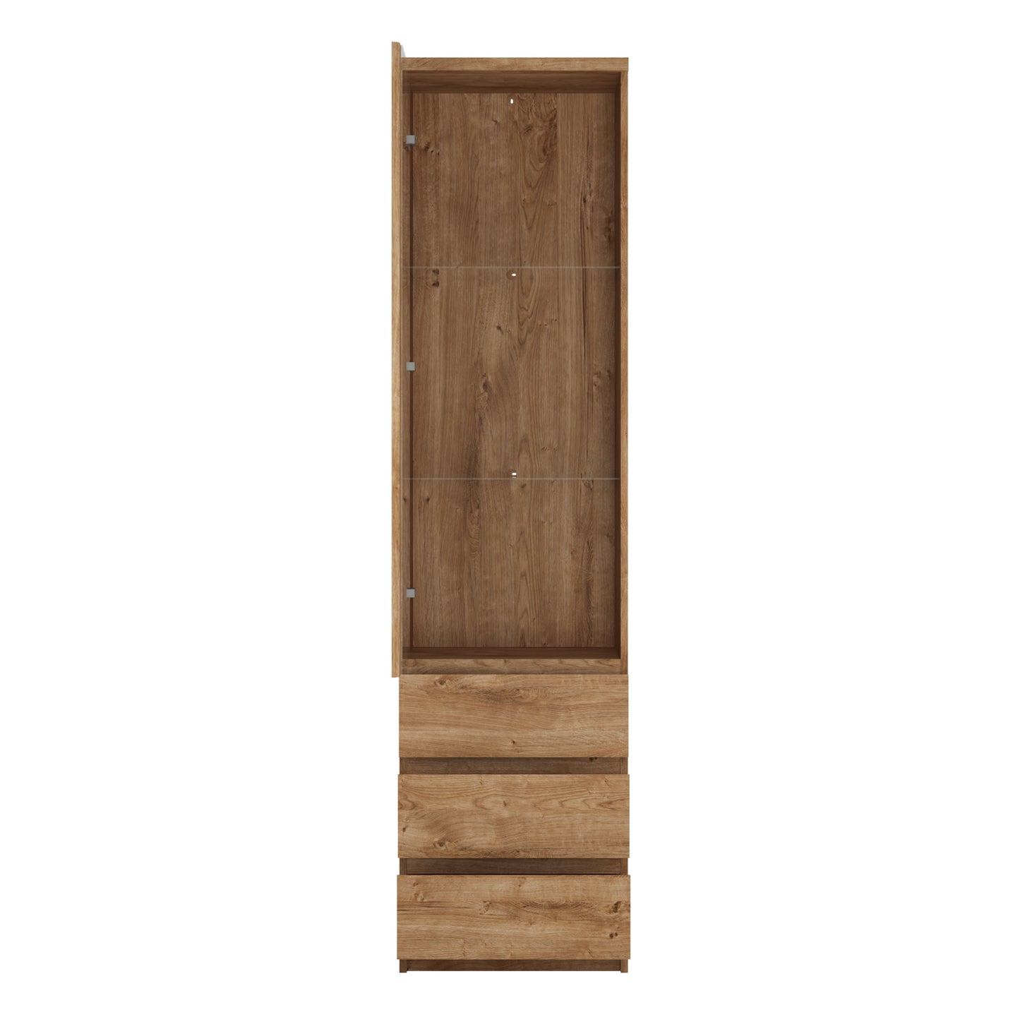 Cote | Furniture Fribo Display Cabinet, Tall Glazed 1 Door + 3 Drawer - Oak Fribo Oak, Display Cabinets 4410173