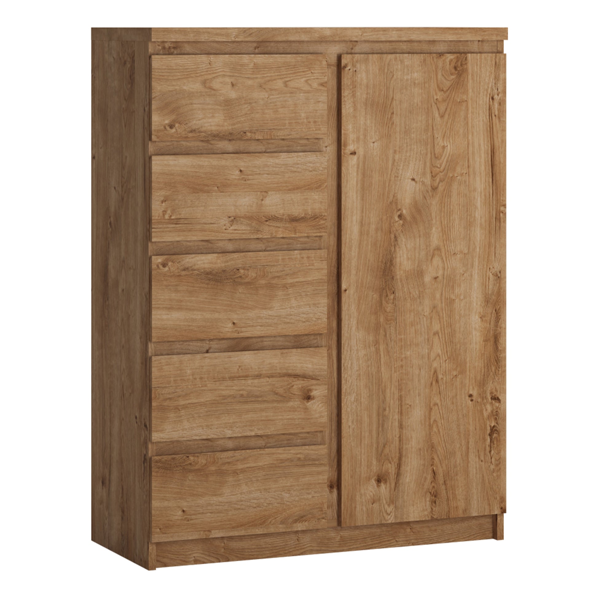 Cote | Furniture Fribo Cabinet, 1 Door 5 Drawer - Oak Fribo Oak, Chest of Drawers 4410573