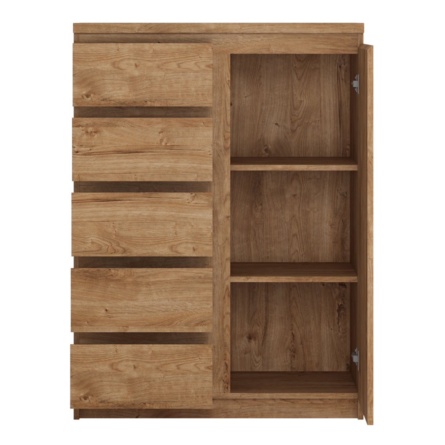 Cote | Furniture Fribo Cabinet, 1 Door 5 Drawer - Oak Fribo Oak, Chest of Drawers 4410573