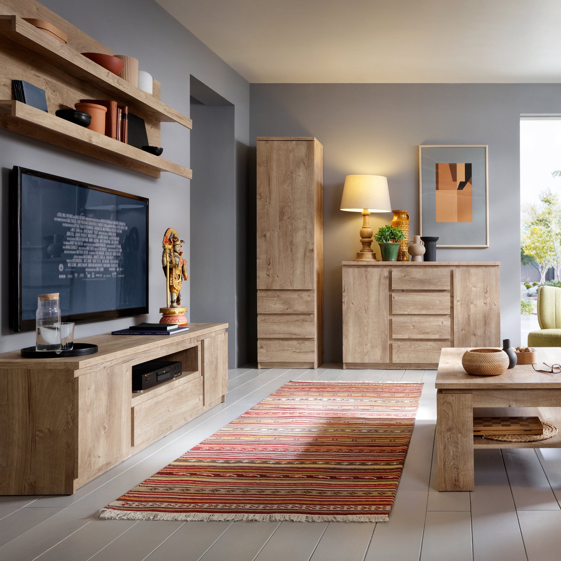 Cote | Furniture Fribo TV Unit, 2 Door + 1 Drawer (166cm) Wide - Oak Fribo Oak, TV Stands 4410973