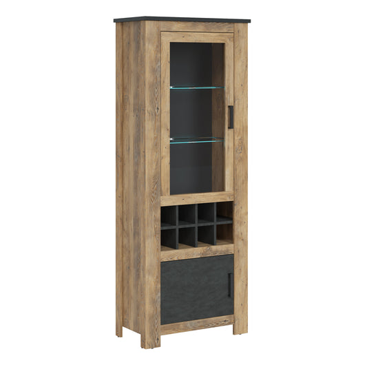 Cote | Furniture Rapallo Display Cabinet, 2 Door with Wine Rack - Chestnut & Grey Rapallo, Display Cabinets 4420142