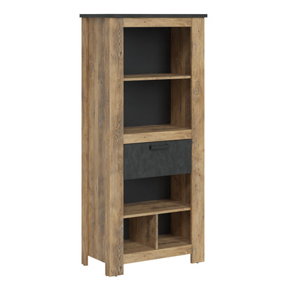 Cote | Furniture Rapallo Bookcase, 1 Drawer - Chestnut & Grey Rapallo, Bookcases 4420442