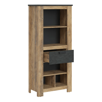 Cote | Furniture Rapallo Bookcase, 1 Drawer - Chestnut & Grey Rapallo, Bookcases 4420442