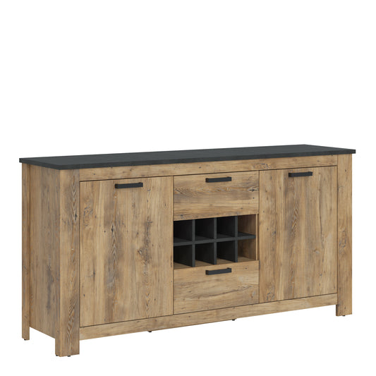 Cote | Furniture Rapallo Sideboard, 2 Door 2 Drawers with Wine Rack - Chestnut & Grey Rapallo, Sideboards 4420542