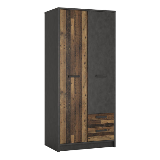 Cote | Furniture Brooklyn Wardrobe 2 Door + 2 Drawer - Walnut & Grey Brooklyn, Wardrobes 4430674