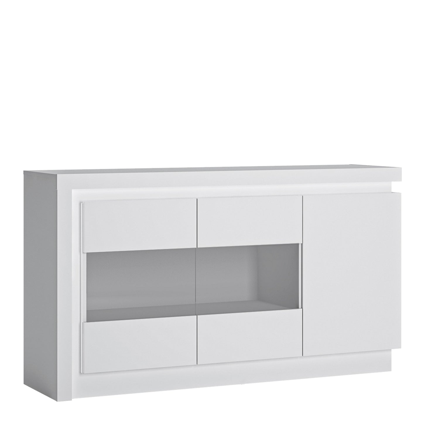 Cote | Furniture Lyon Sideboard, 3 Door Glazed (Inc LED Lighting)- White Lyon, Sideboards 4440422