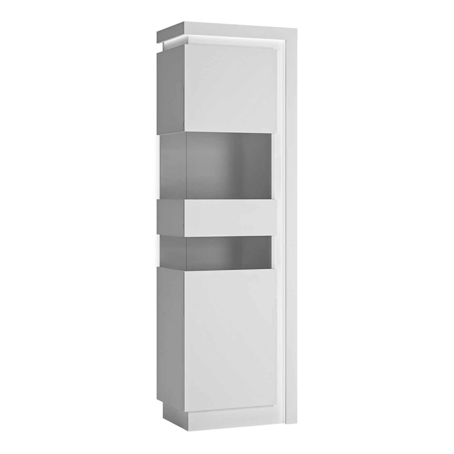 Cote | Furniture Lyon Display Cabinet Tall (LHD) (Inc LED Lighting) - White Lyon, Display Cabinets 4441422