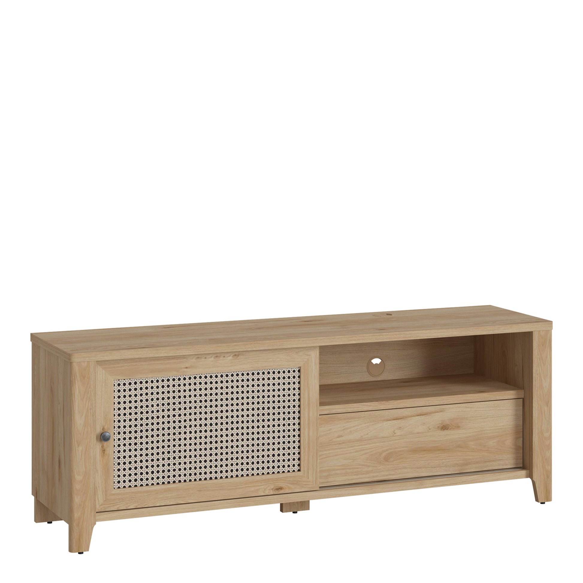 Cote | Furniture Cestino TV Unit 1 Door 1 Drawer, Oak - Rattan Cestino, TV Stands 4457075